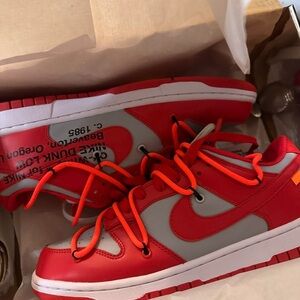 Nike Mens Red and Grey Off White Dunks